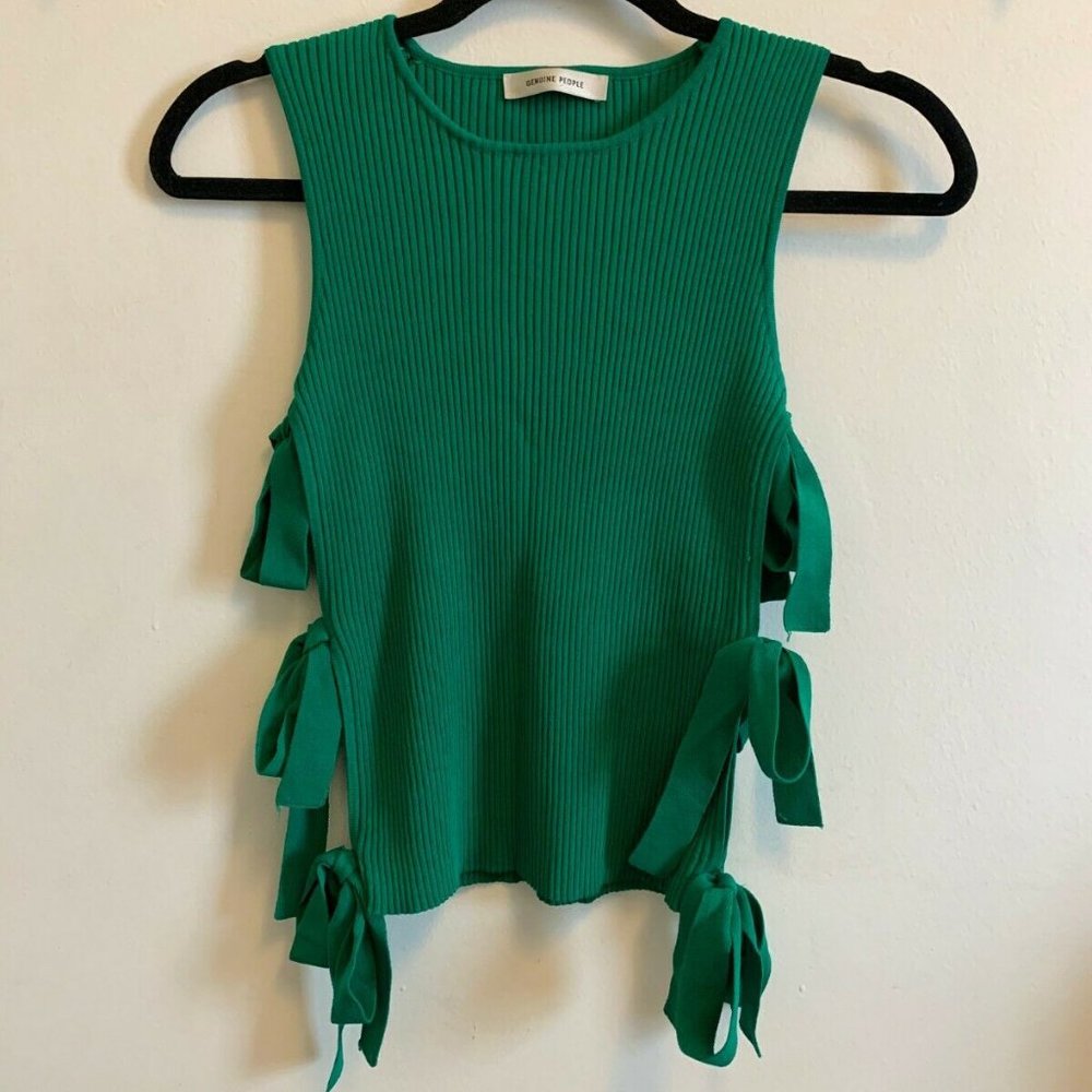 Genuine People Green Side-Tie Tank